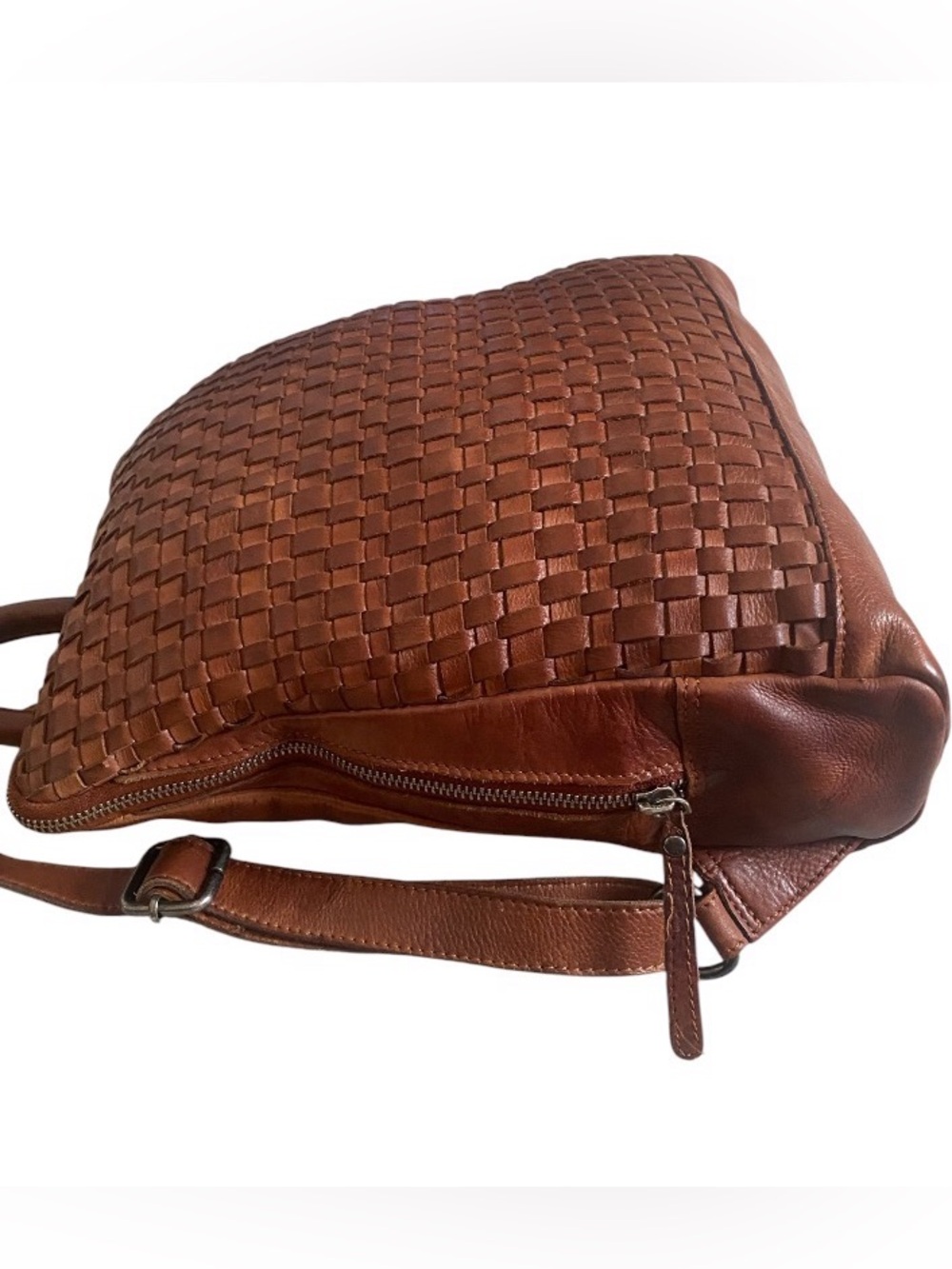 Vilenca Holland Genuine Woven Leather Backpack & Wallet Set - Brown(AS IS) - Picture 4 of 11